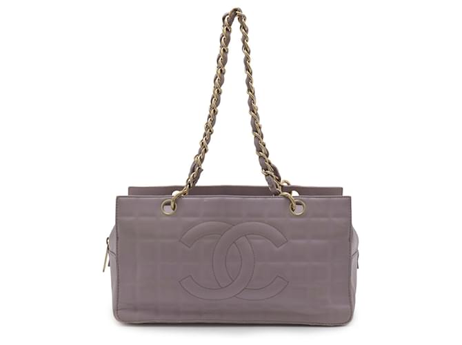 Chanel Chocolate Bar Coco Mark Chain Tote Bag Purple Leather ref