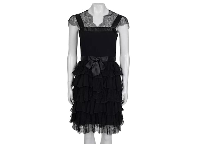 chinese dress ladies Oscar de la Renta // Black Embroidered Midi Dress – VSP Consignment