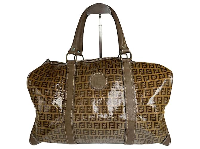 Vintage Fendi Roma Zucca FF Monogram Coated Canvas Boston Bag