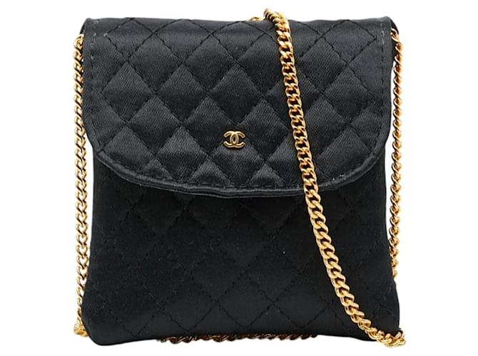 chanel ショルダーバッグ Chanel Coco Mark Mini Matelassé Chain Shoulder Bag Black Leather