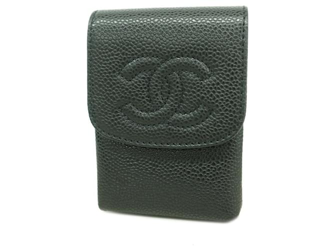 cigarette case chanel Black Caviar Leather CC Pre-Loved Chanel Lambskin and Pony
