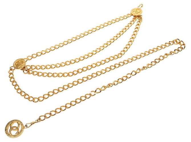 Chanel Vintage Coco Mark Chain Belt Gold Plated Chanel Vintage Coco Mark Medallion Plate Chain Belt Gold  main image 2