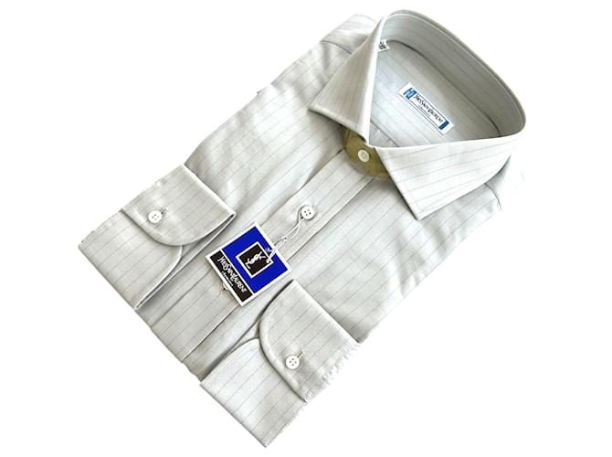 Yves Saint Laurent Vintage Grey Cotton with Blue Stripes Shirt 40/15.75 ref.3161732 - Joli Closet Yves Saint Laurent Vintage Grey Cotton with Blue Stripes Shirt 40/15.75 ref.3161732 - Joli Closet