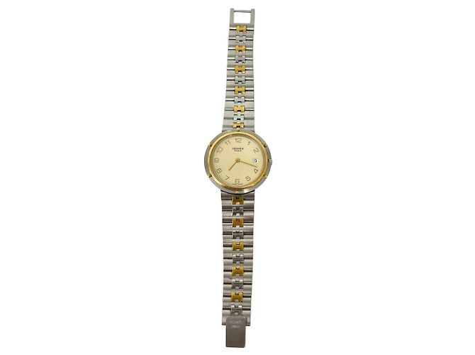 Hermes Vintage Clipper Stainless Steel Quartz Watch Wrist Silver Gold ❣️ Hermès Clipper Vintage Watch Circa 1990s Gold Plated  main image 4