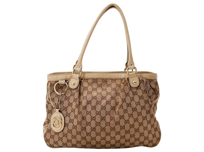 Gucci GG Supreme Monogram Canvas Shoulder Bag Brown Beige  display picture 1
