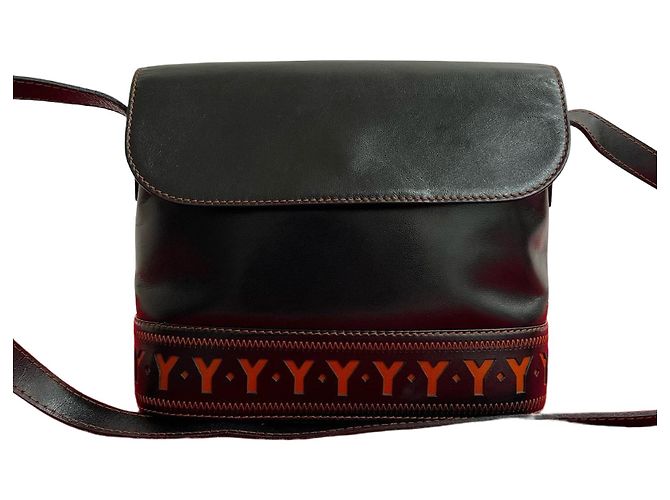 バッグ Yves Saint Laurent shoulderbag Yves Saint Laurent Leather Shoulder Bag Brown Black ref.3200062