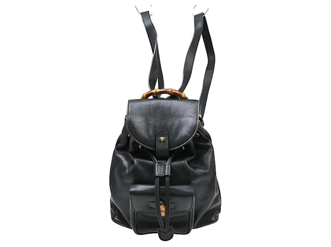 Gucci Vintage Bamboo Leather Black ref.3223608 - Joli Closet
