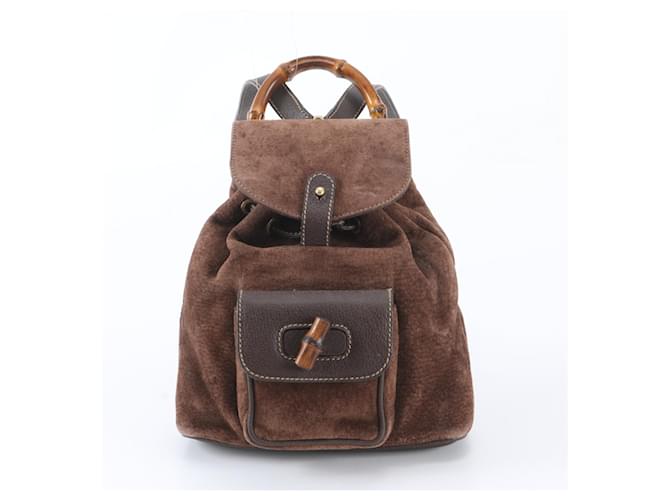 Excellent condition Gucci Bamboo leather backpack/handbag in brown