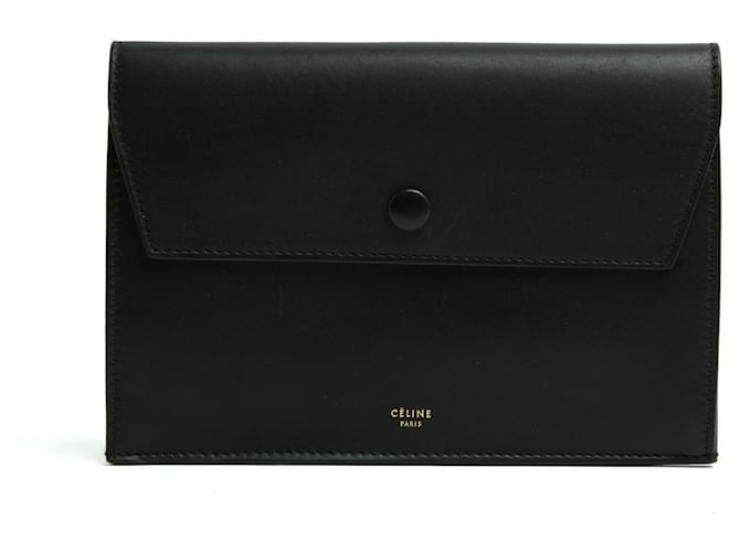 Céline Pochette Enveloppe Noir Phoebe Philo Black Matt Leather