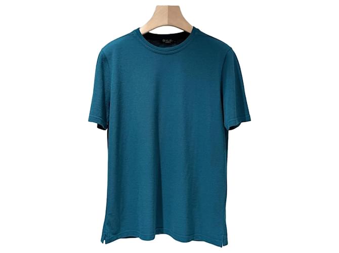 Loro Piana Cashmere Crewneck Short Sleeve T-Shirt Blue Cloth ref
