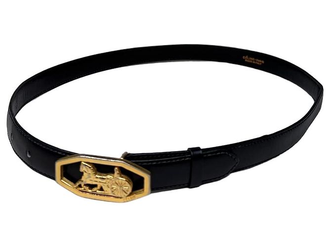 Céline Vintage Celine Leather Belt Horse & Carriage Buckle  display picture 1