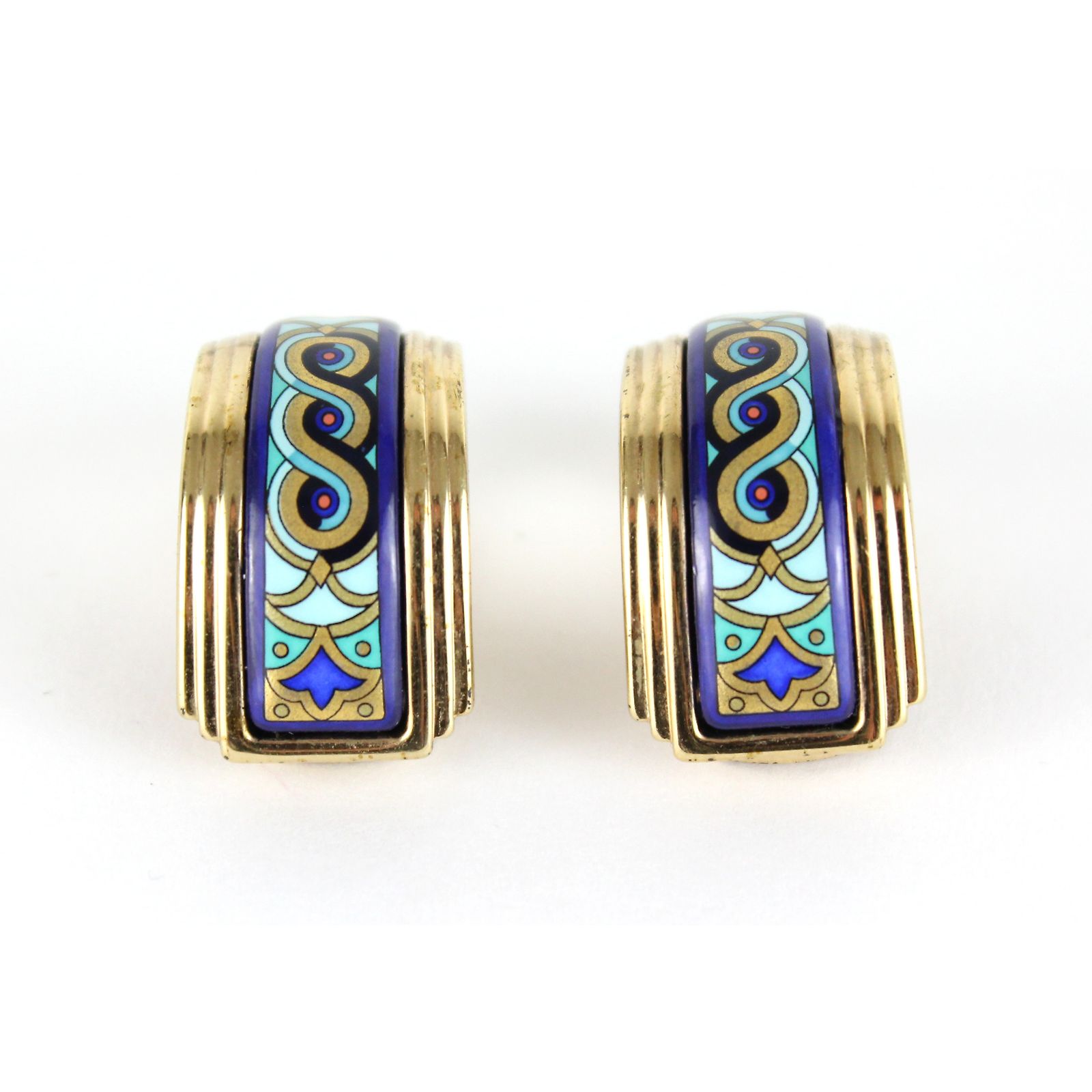 Boucles D'oreilles Clips Vintage En Résine Multicolore – Modèle 658, Occasion Impeccable