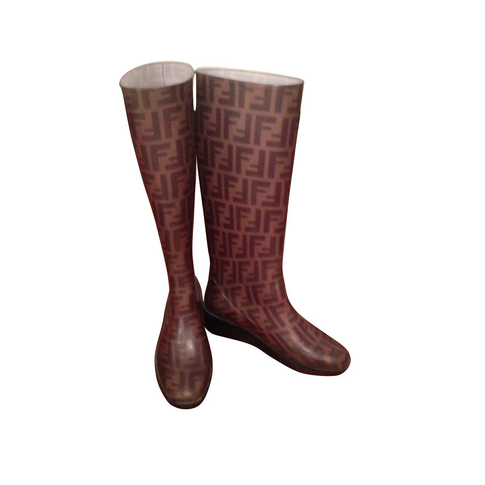 Bottes De Pluie Femme Plastique Marron - Taille 37 - Fabriquées En Italie - Neuf Sans Emballage