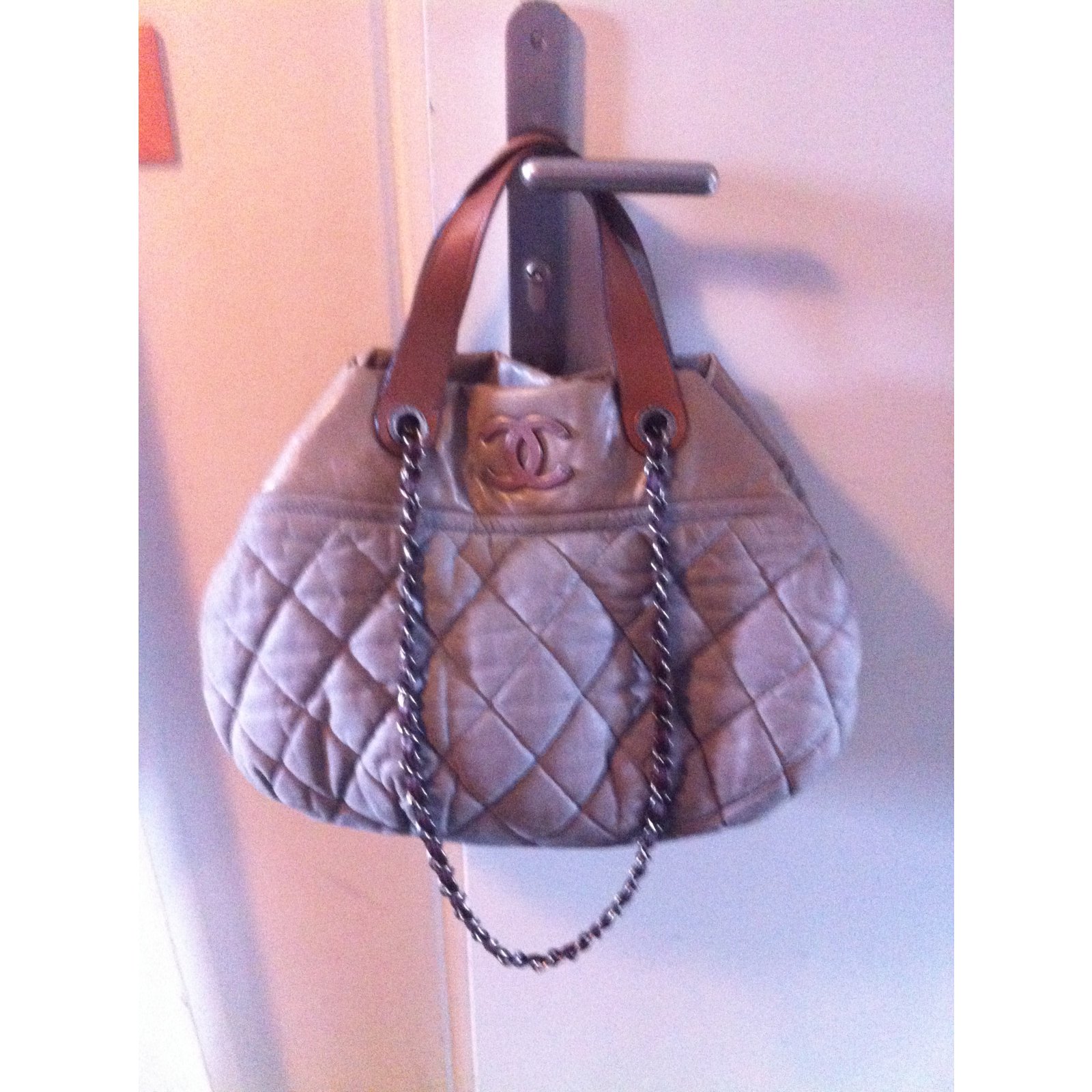 Sac Besace Monoprix – Cuir Synthétique Gris – État Très Bon – Femme