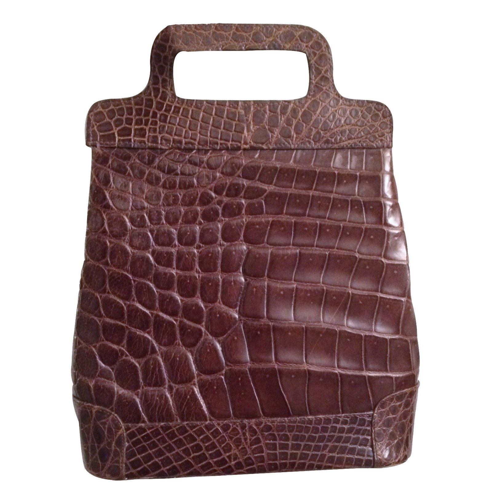 Autre Marque Sac Vintage crocodile Cuirs exotiques Marron ref.8571