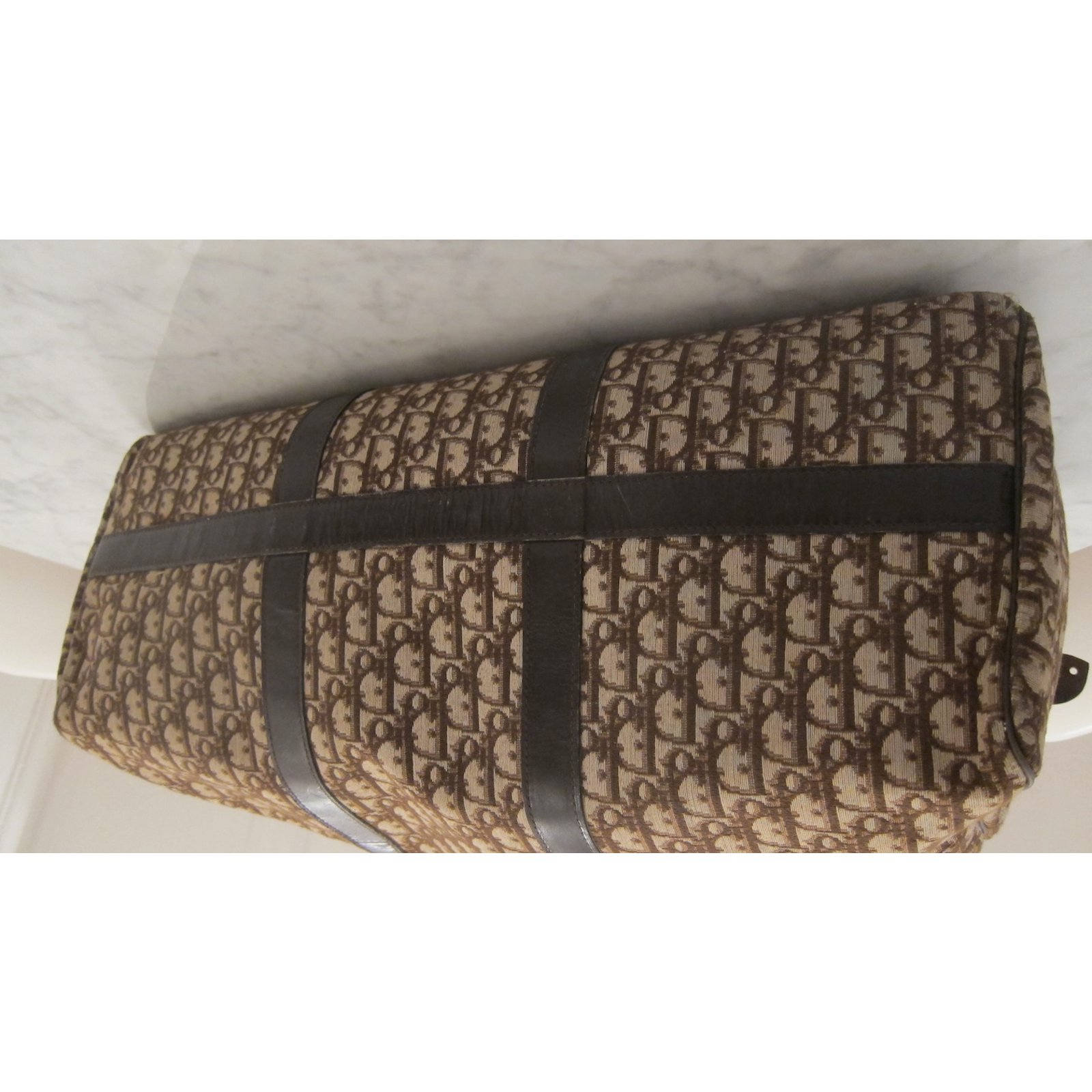 Christian Dior Speedy Beige Dark brown Leather Cloth ref.270501 - Joli  Closet