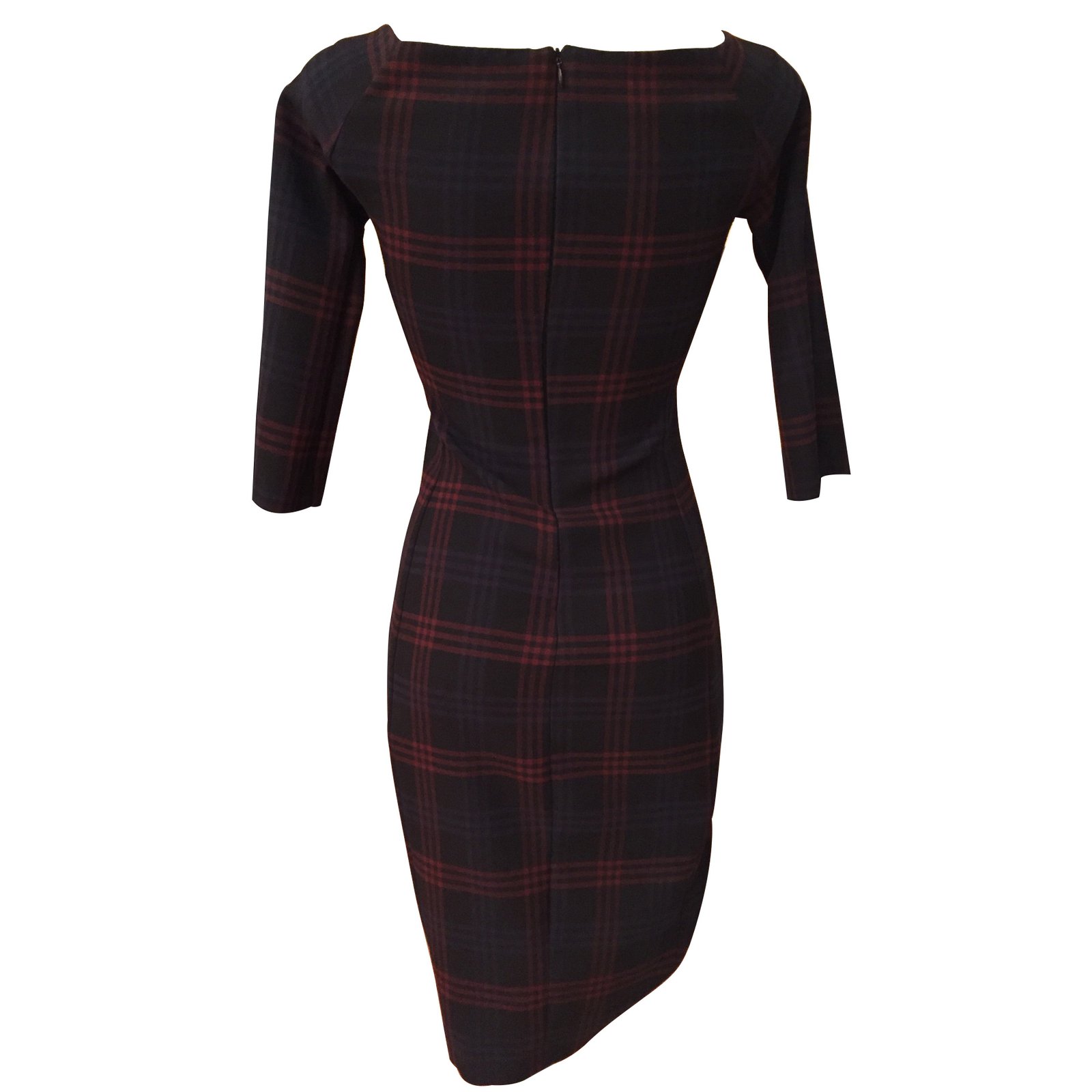 strapless open back dress Velvet Tartan Dress — Dark Red – La Garçonne main image 0