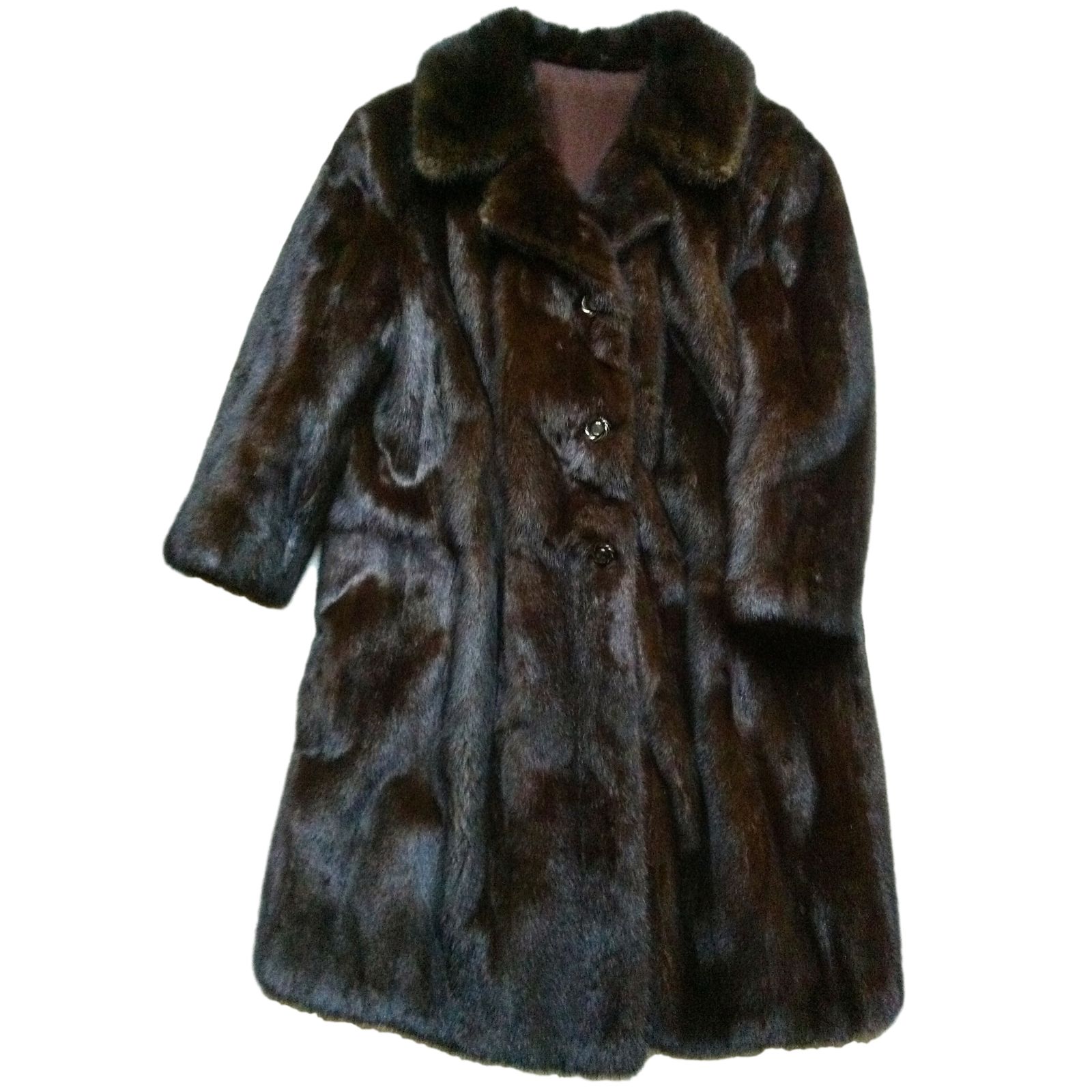 Manteau Femme En Vison Pleine Peau - Taille 46 - Vintage - Occasion Très Bon État