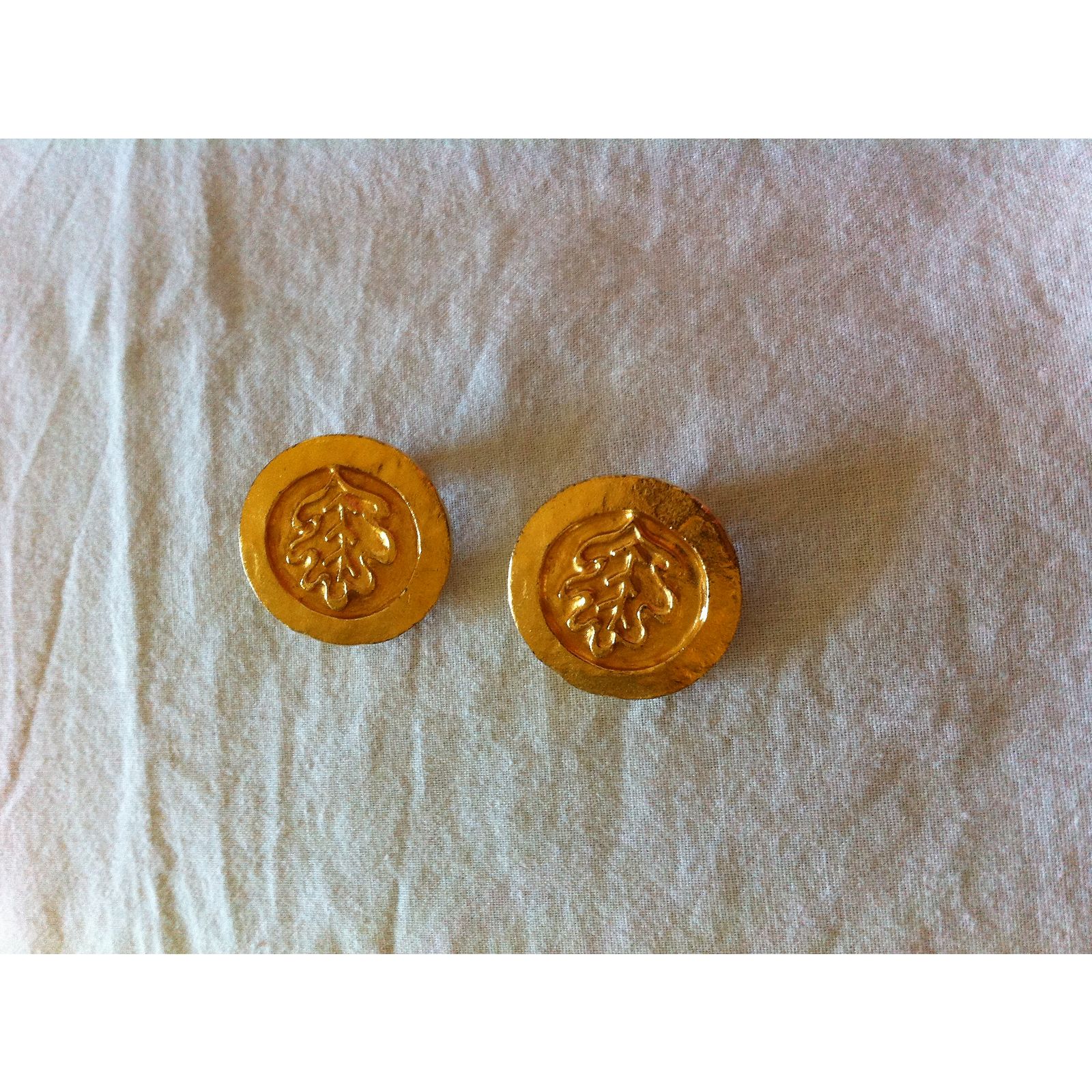 Boucles D'oreilles Clips Dorées Inès De La Fressange - Métal Doré, Occasion, Style Signature De La Créatrice