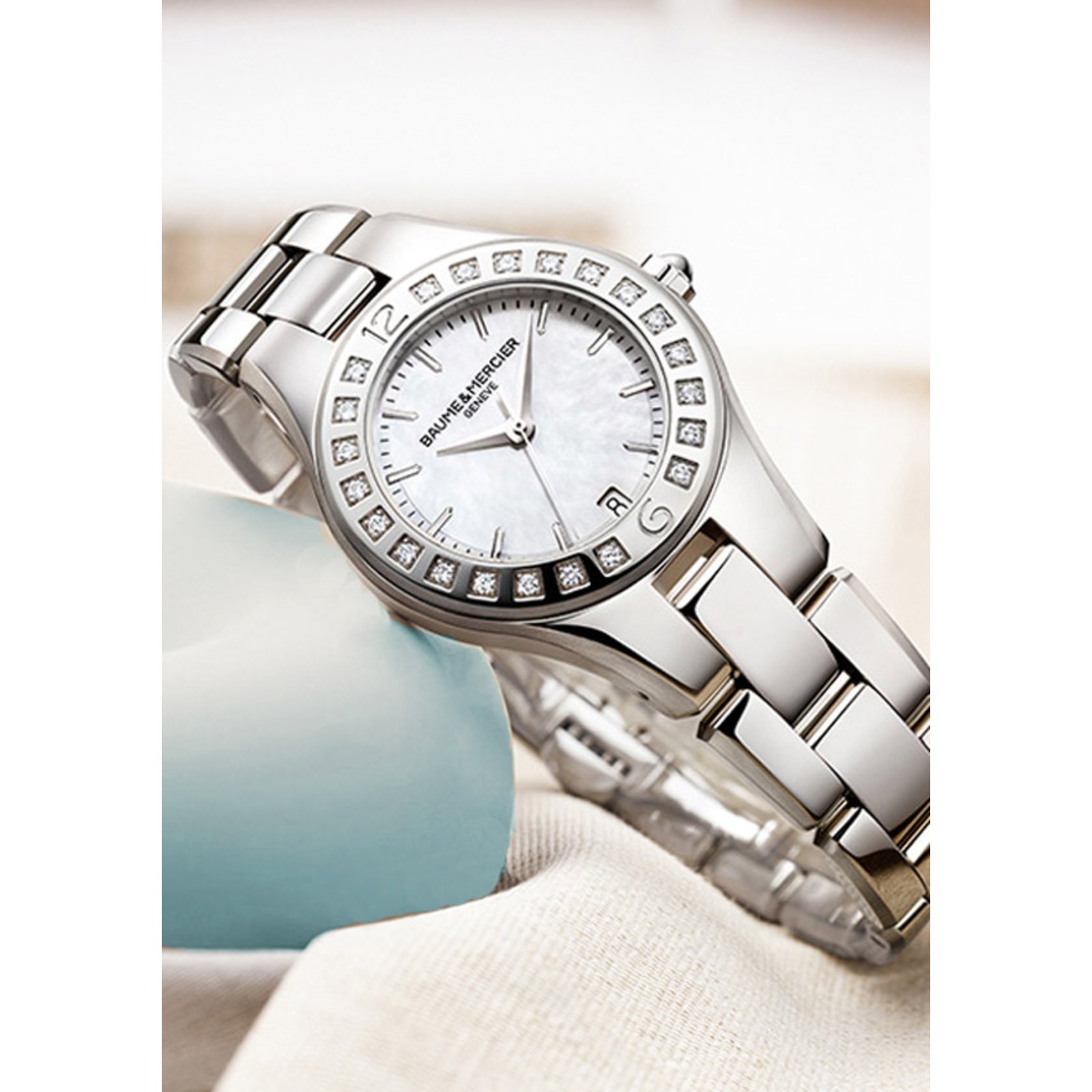 Baume Mercier linea nacre diamant Acier Argent ref.11005