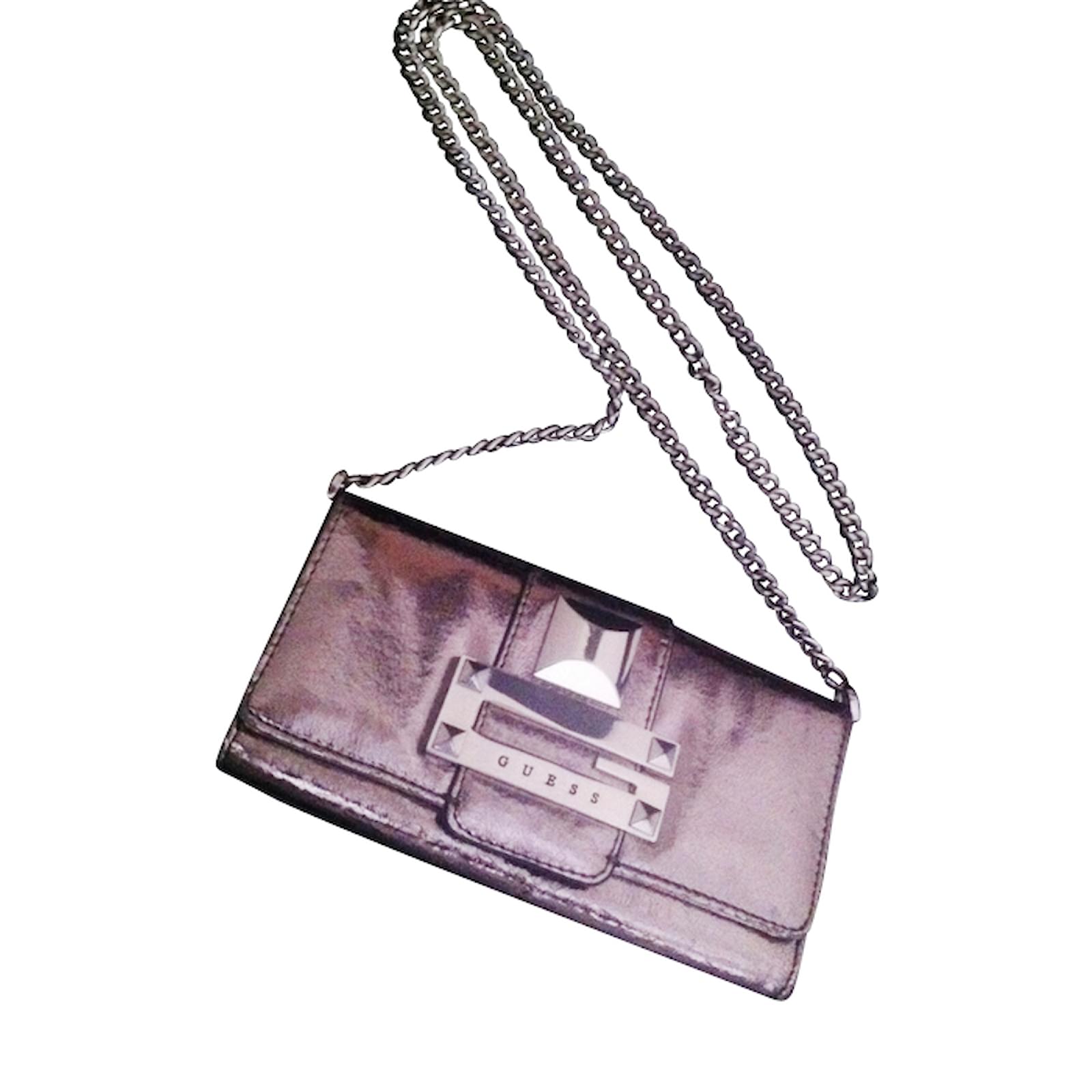 Guess Clutch bags Silvery Leather ref.11550 Joli Closet