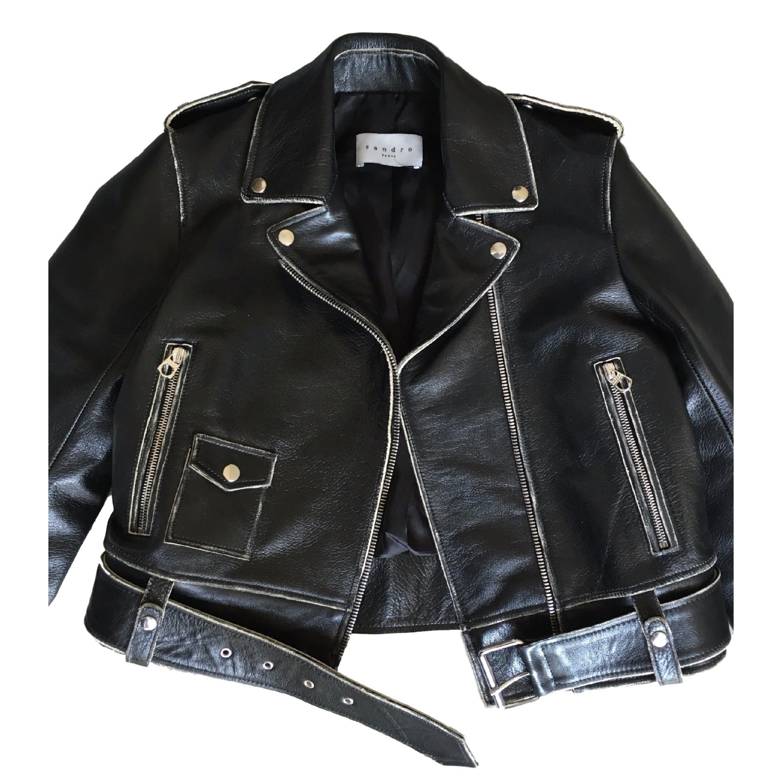 Sandro Biker jackets Black Leather ref.14657 - Joli Closet