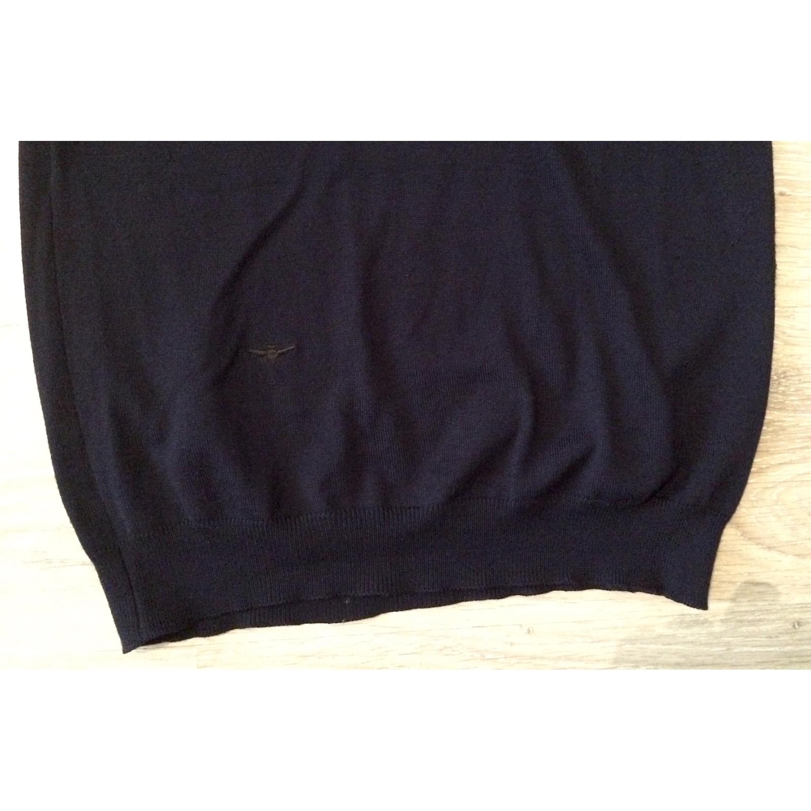 Polo Ethnic Blue avec manches longues et col à rabats rouge