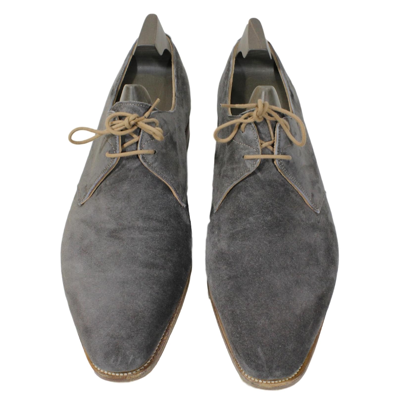 John Lobb Chaussures Willoughby Daim Gris ref.15811 Joli Closet