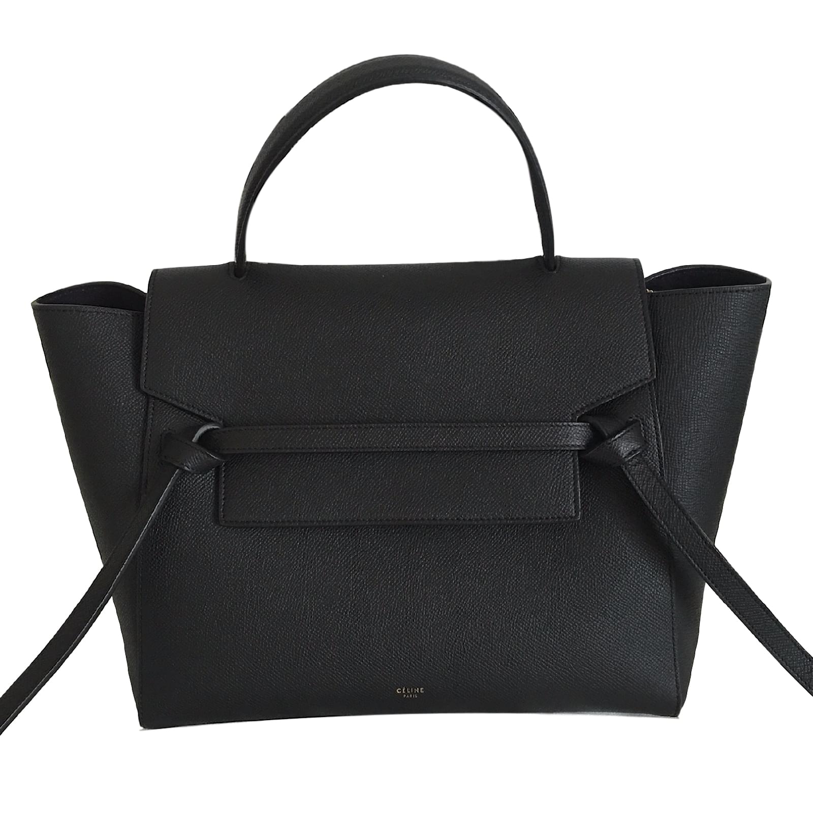 Céline Belt Cuir Noir ref.16252 Joli Closet