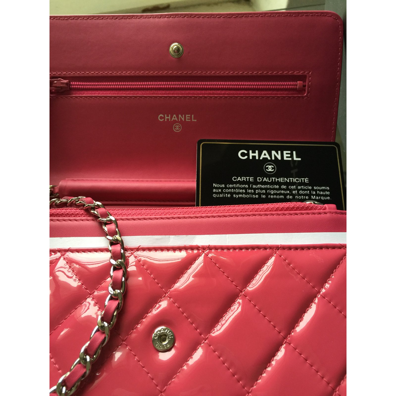 Chanel Pink wallet on chain Leather ref.384737 - Joli Closet