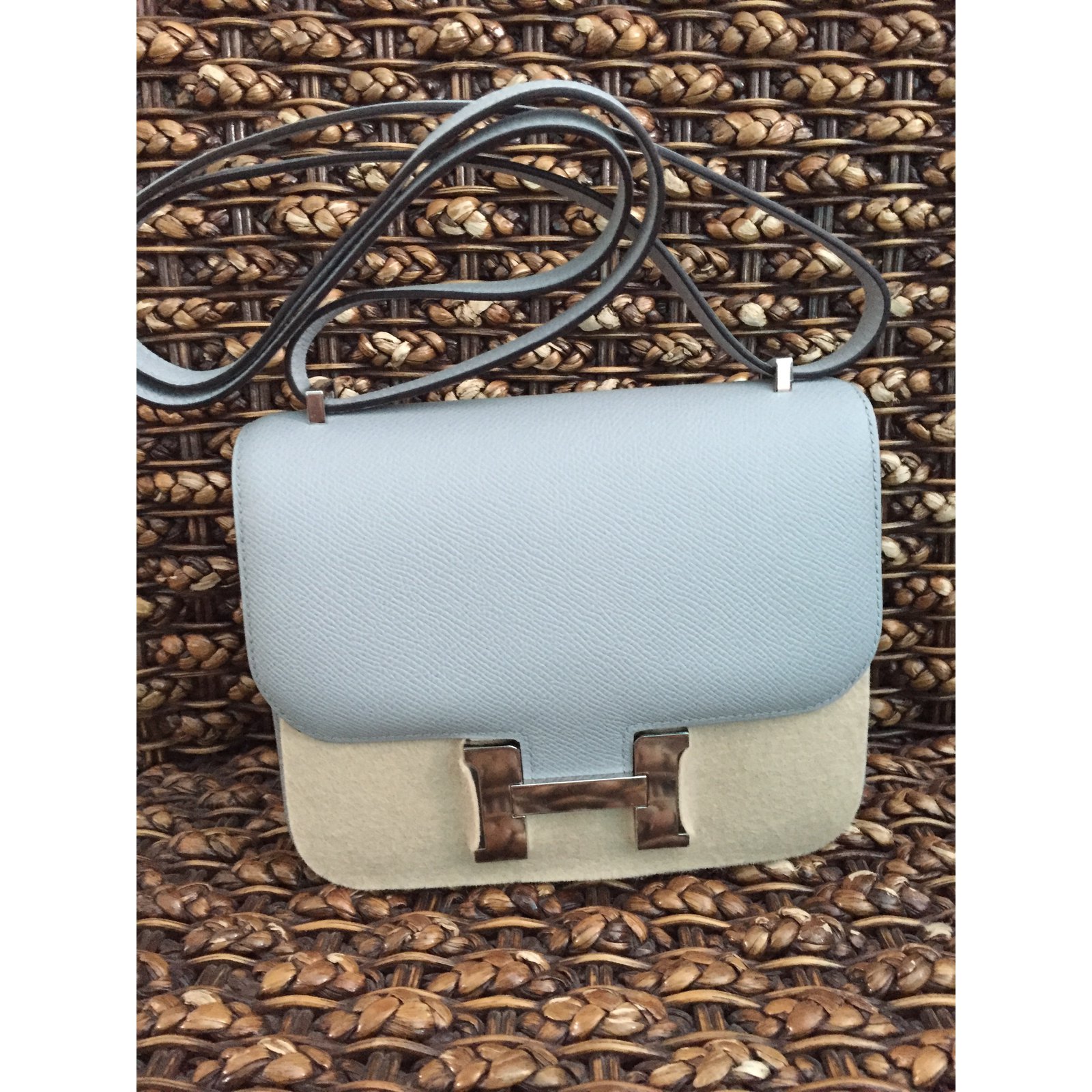 Hermes Constance Mini 18 Blue Glacier Epsom Handbag