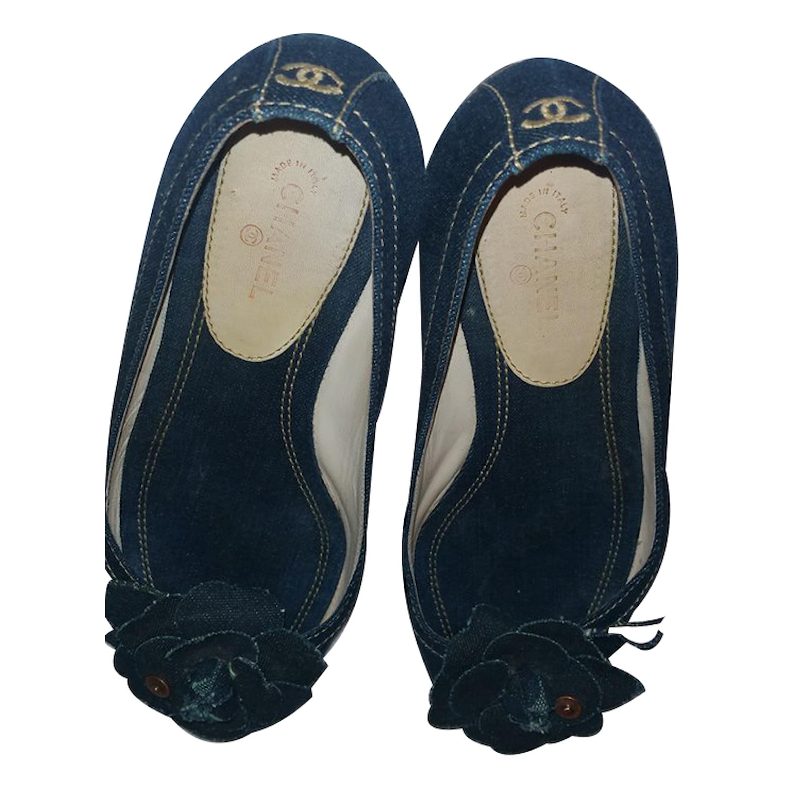 Chanel Ballet flats Blue Linen ref.17013 - Joli Closet