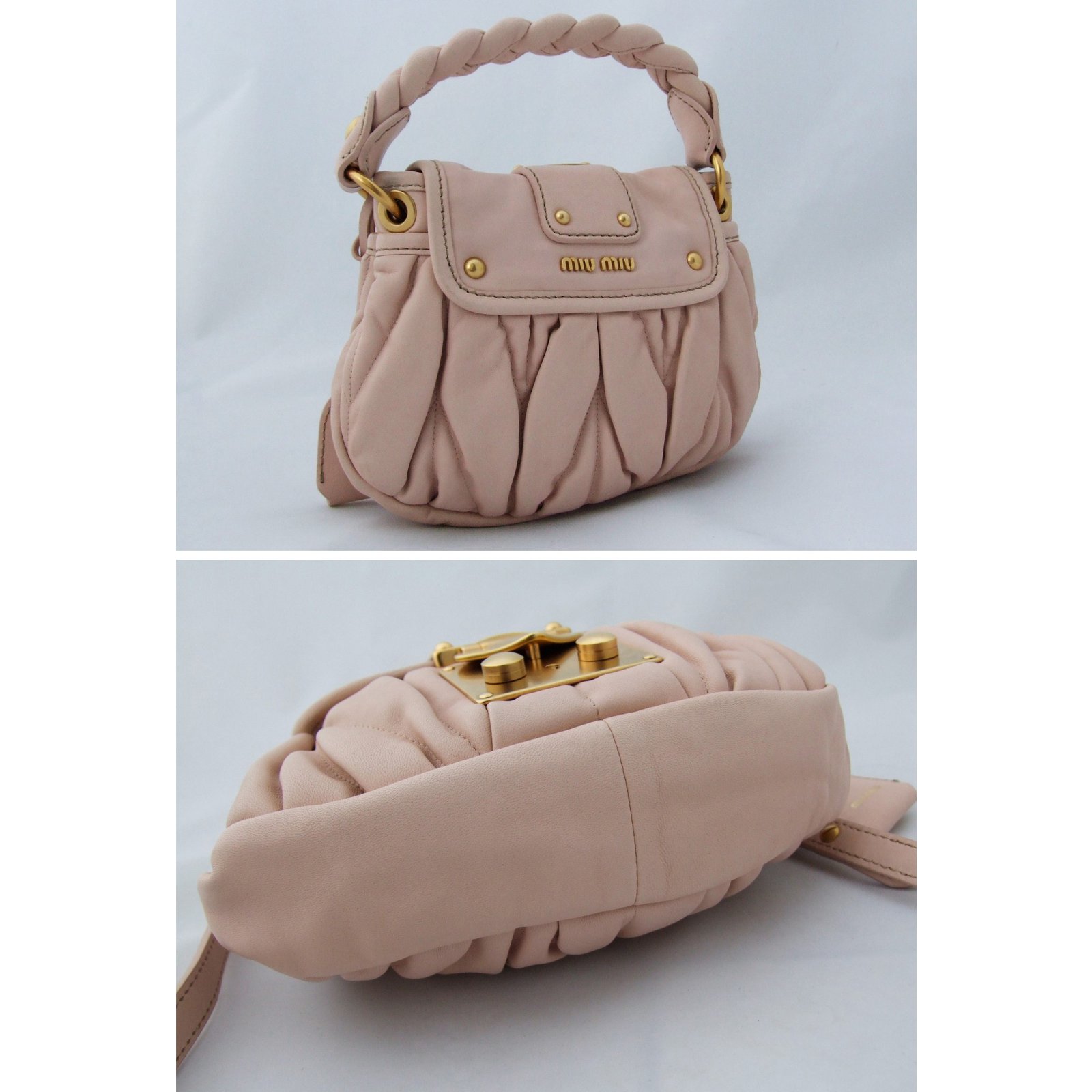 Miu Miu Bow bag Beige Leather ref.951364 - Joli Closet