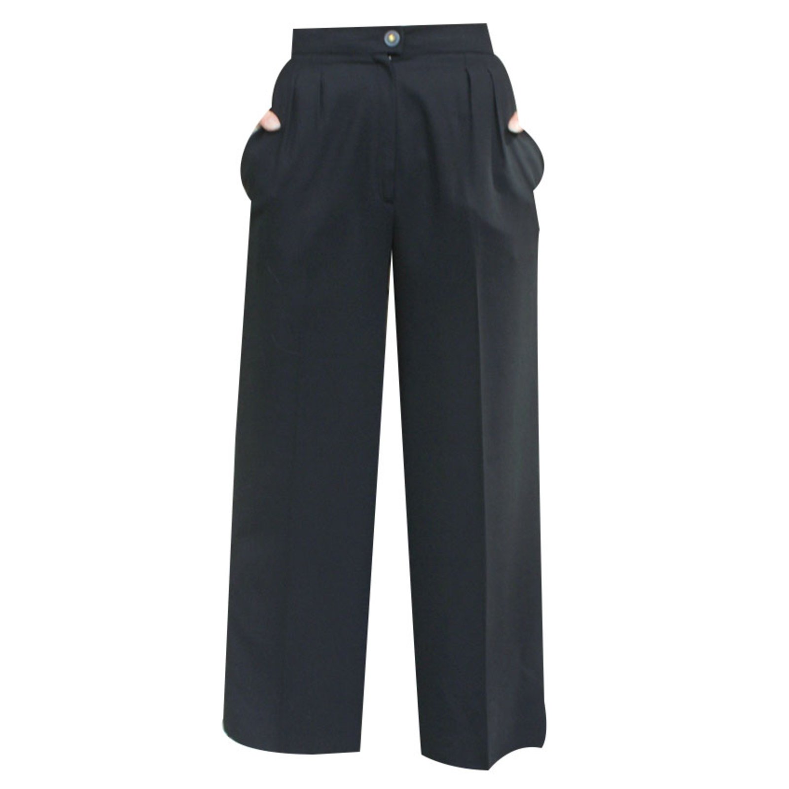 The perfect year-round chanel pants vintage 90s black wool/silk high ...