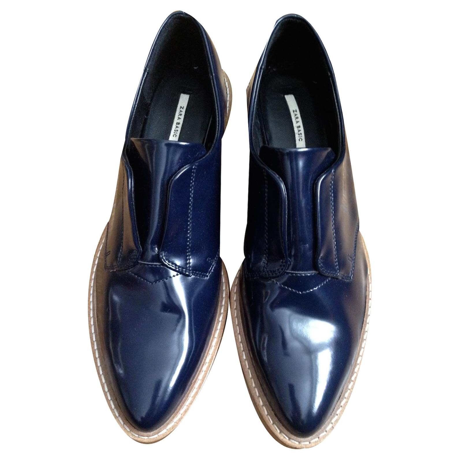 derbies vernies bleu marine femme