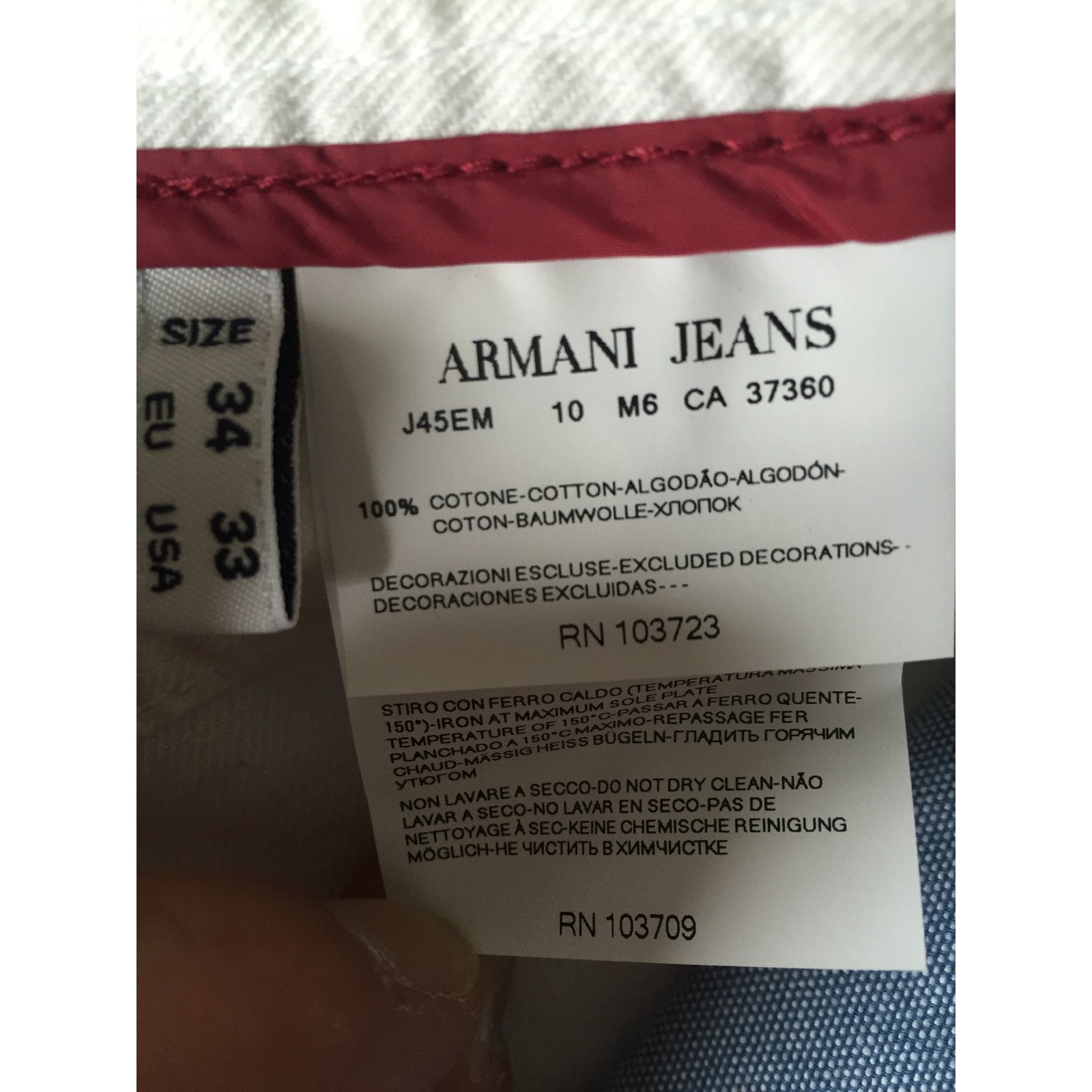 armani jeans rn 103709