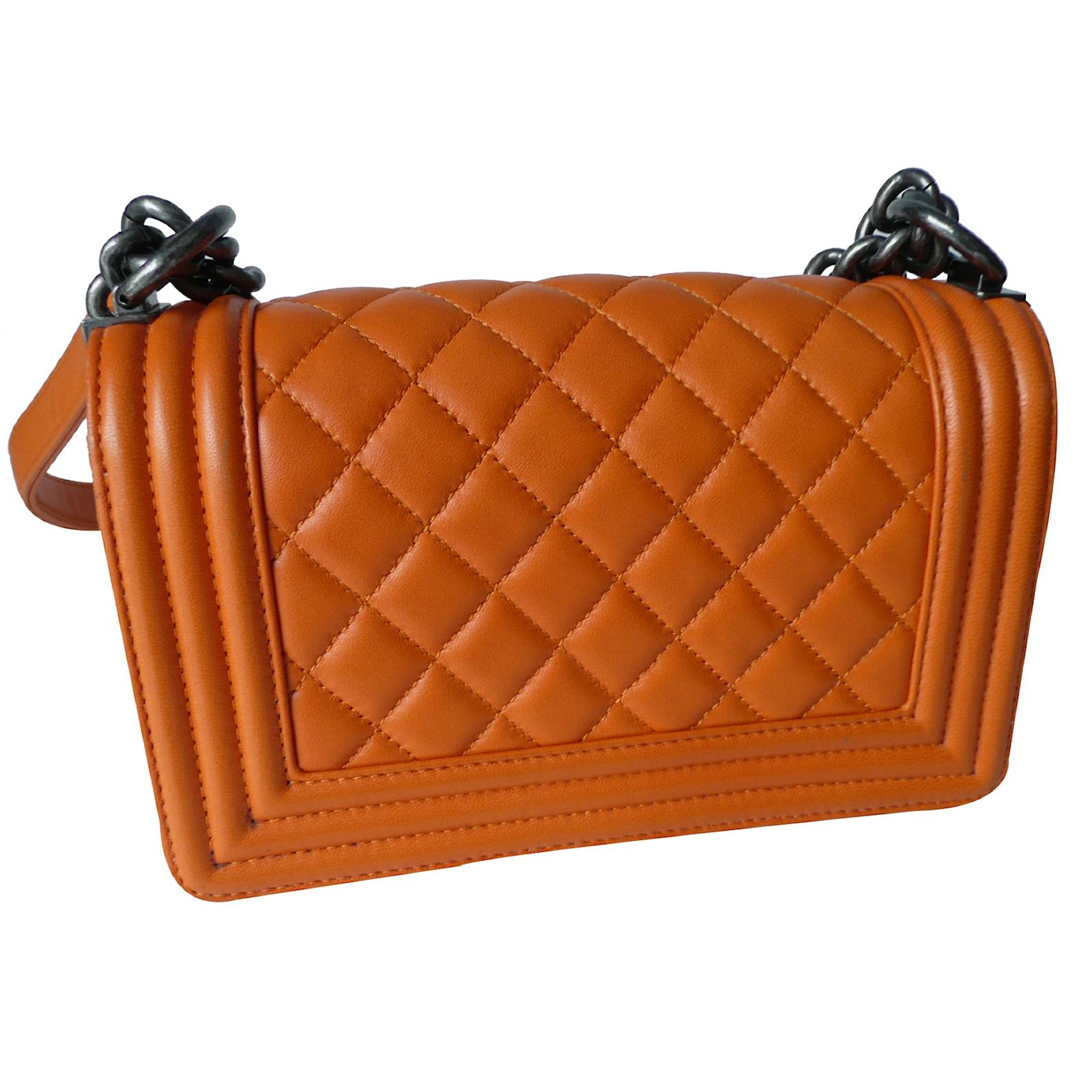 Chanel Boy Orange Lambskin ref.20267 - Joli Closet