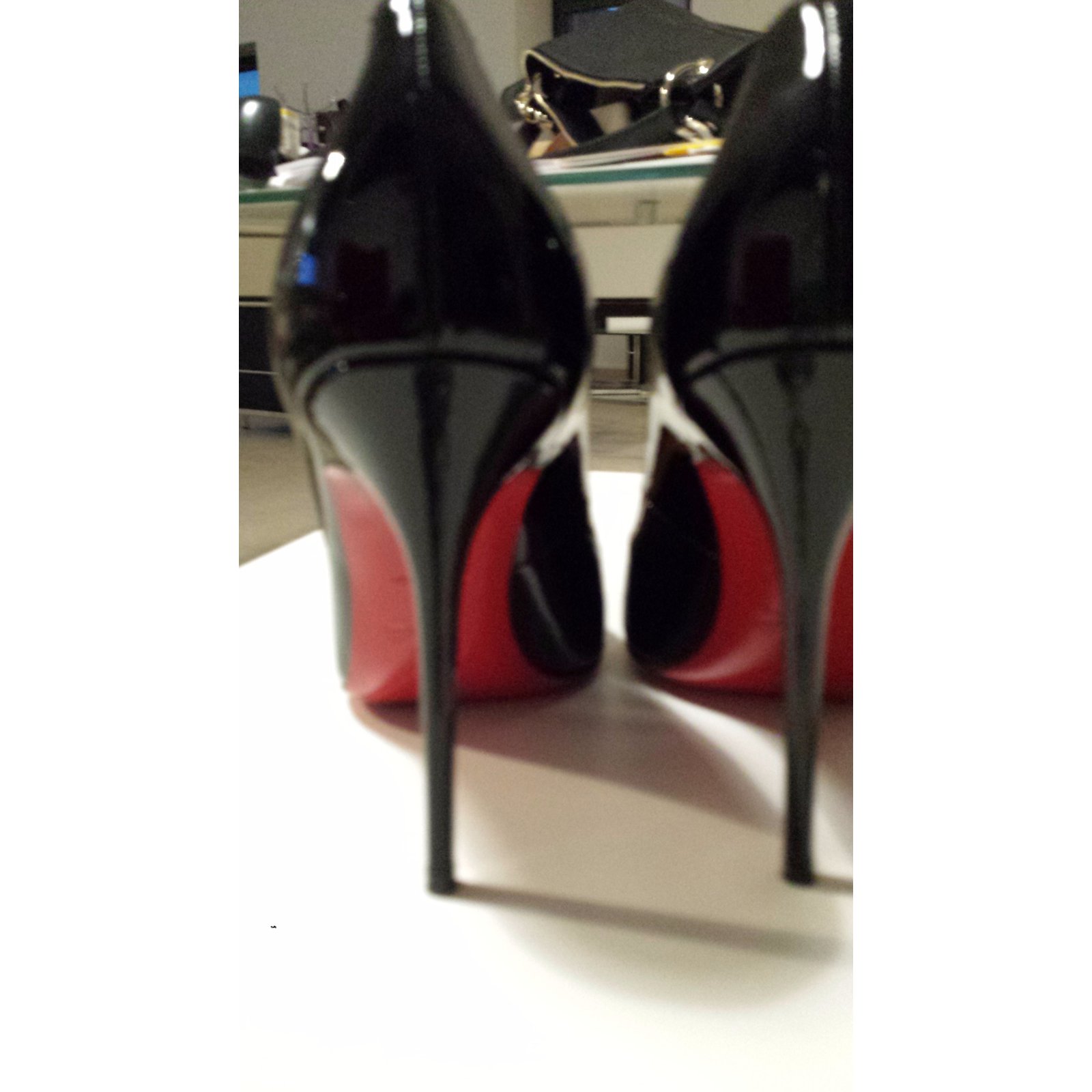 Christian Louboutin Heels - 'Spike' Black Patent leather ref.21843