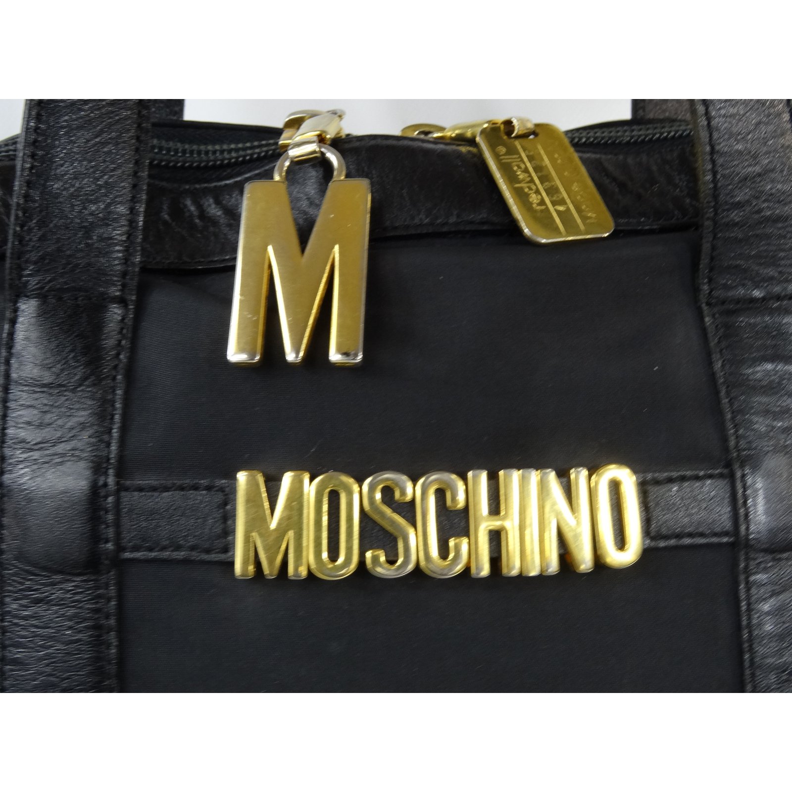 Moschino Travel bag Black Patent leather Cloth ref.480938 - Joli Closet