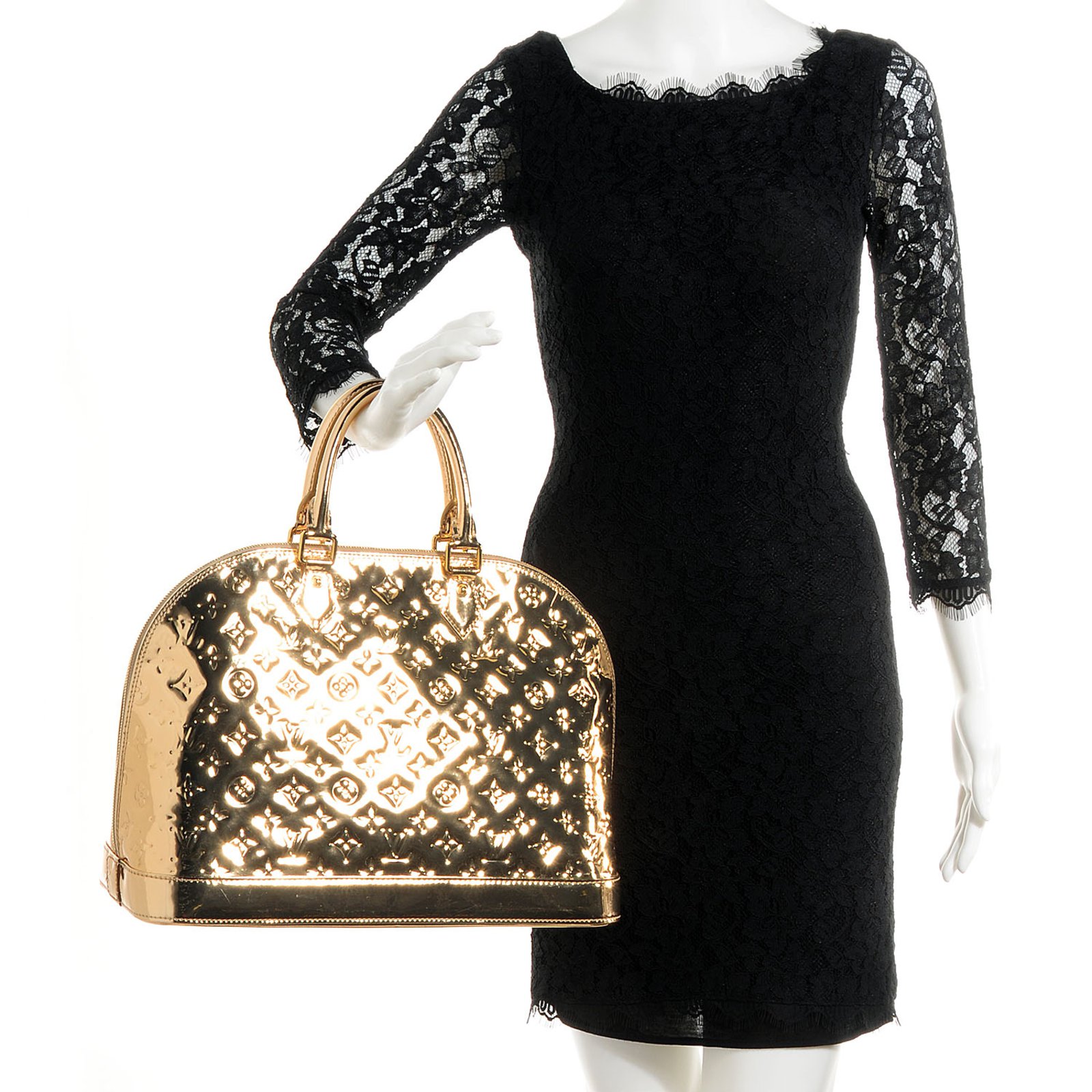 Buy Louis Vuitton Alma Handbag Miroir PVC MM Gold 168107