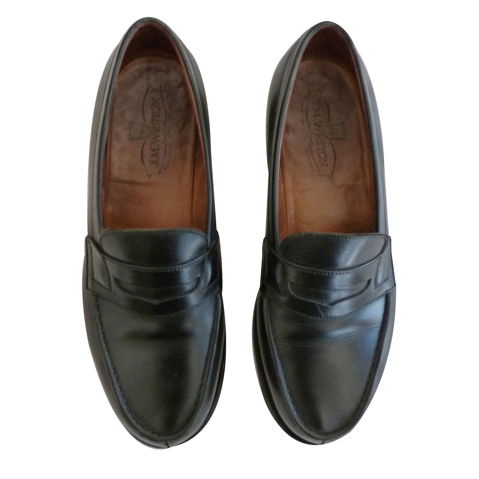 Mocassins J.M. Weston Cuir Noir - Taille UK 8 US 9 EU 42 - Neuf Avec Petits Défauts