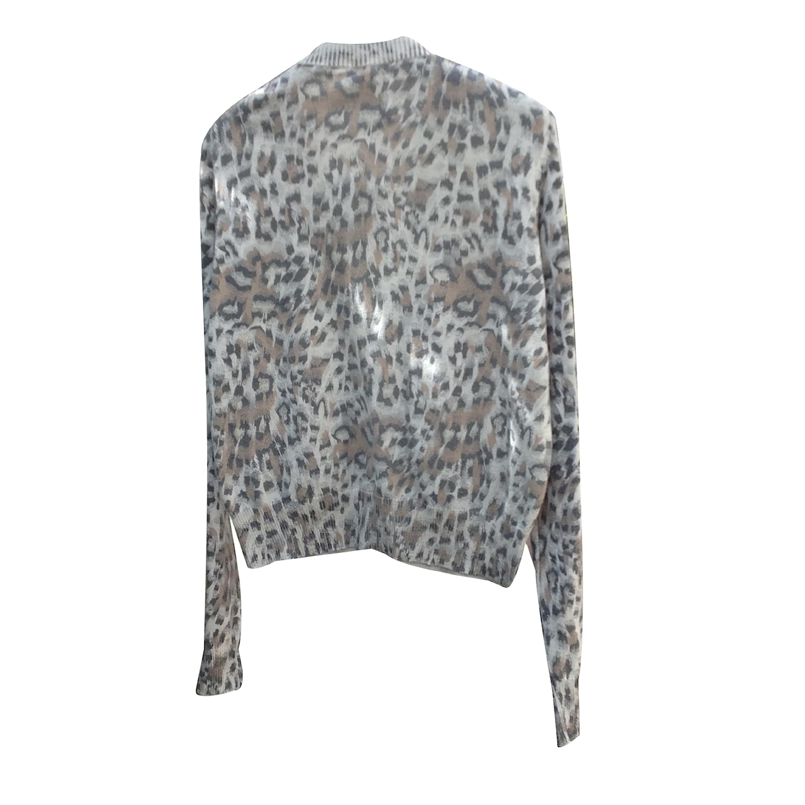 Gilet en maille fine - Beige clair/imprimé léopard - FEMME | H&M FR