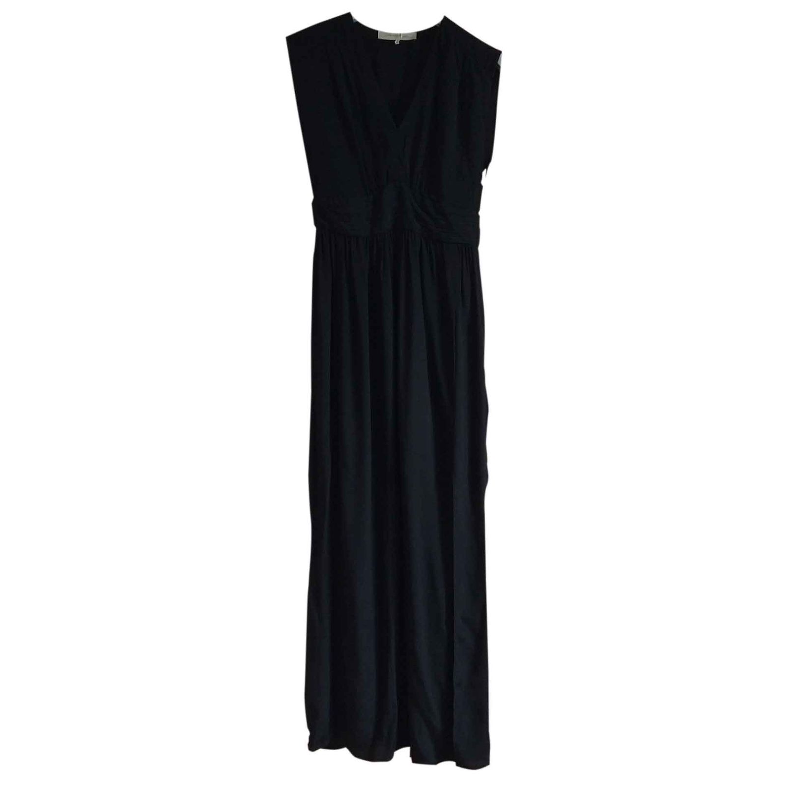 Robe Longue Noire Gérard Darel Taille 36 - Coton, Coupe évasée, Manches Courtes, Occasion Très Bon état