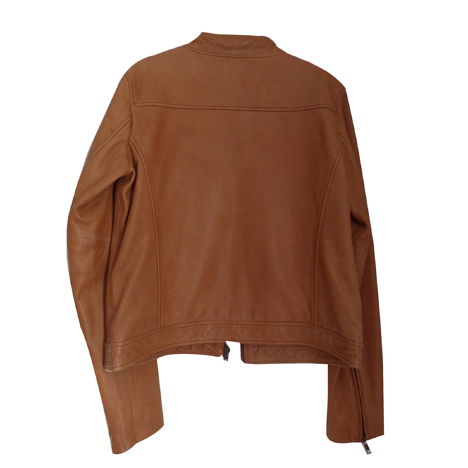 Ikks Leather Jacket Caramel ref.26661 Joli Closet