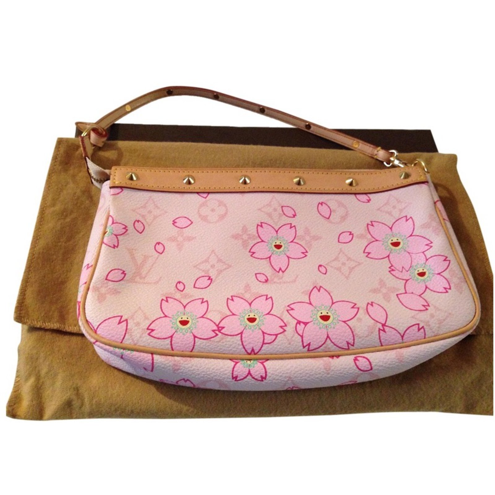 Louis Vuitton Takashi Murakami Clutch bags Pink Leather ref.27526
