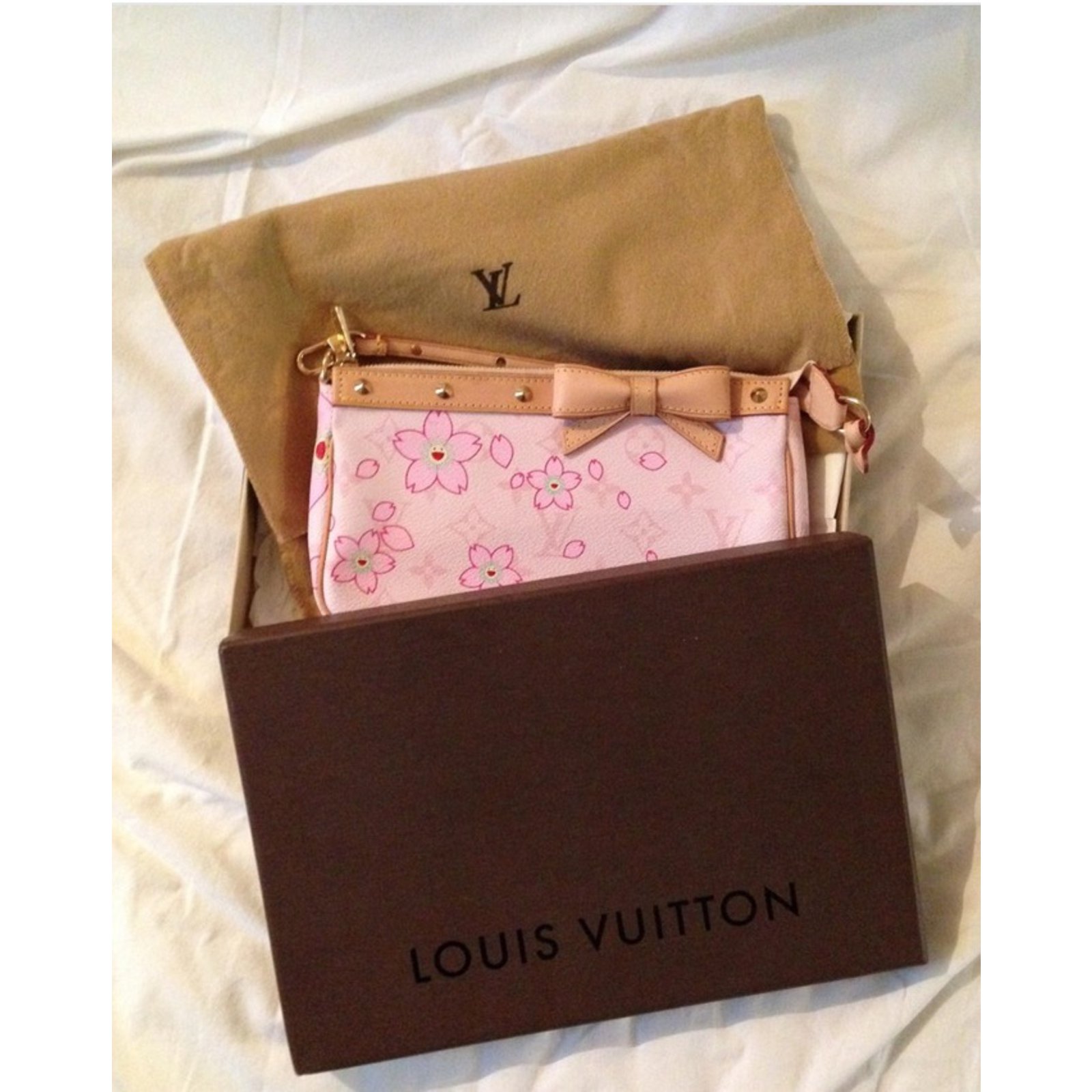 Louis Vuitton Takashi Murakami Clutch bags Pink Leather ref.27526