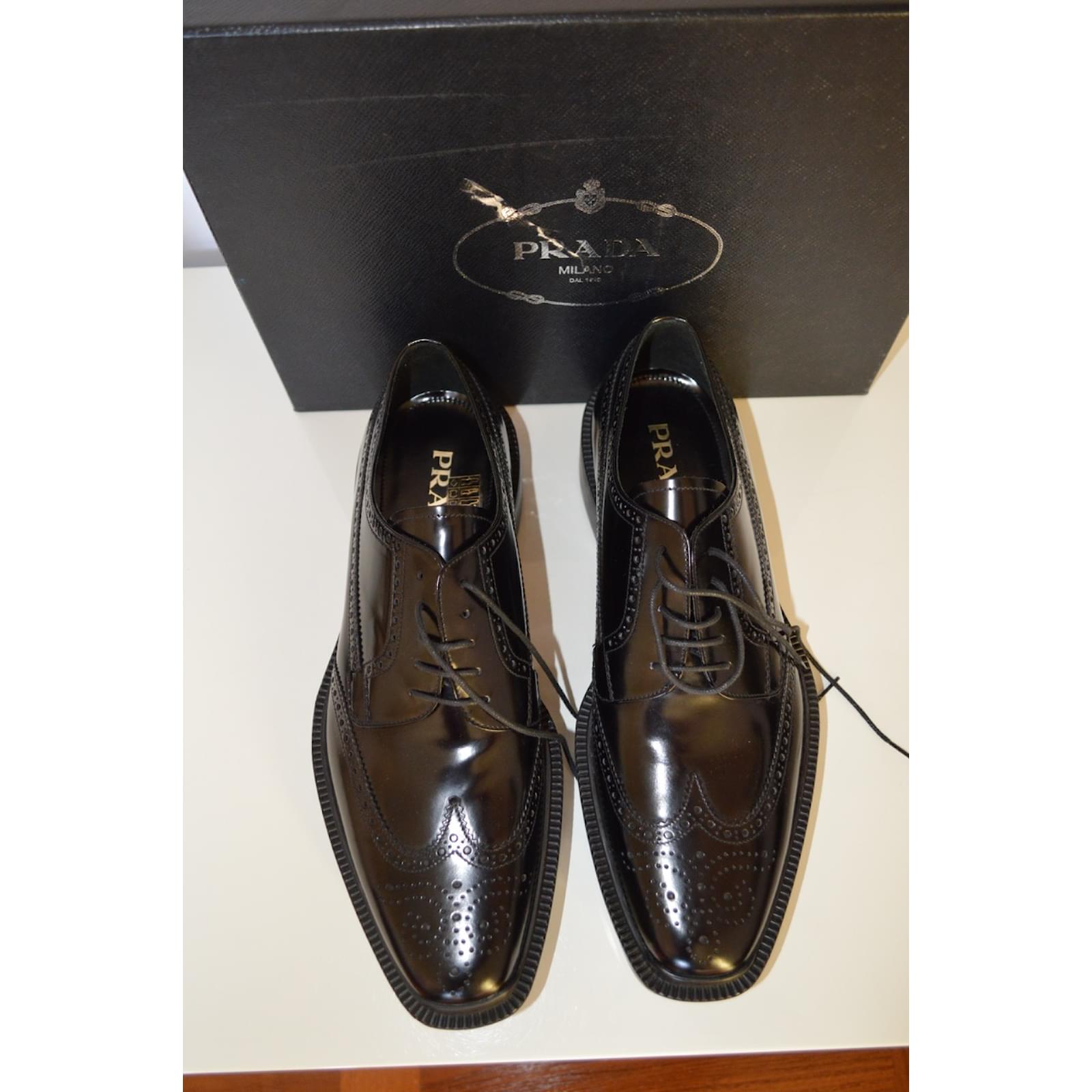 prada man shoes Black Leather ref.27563 - Joli Closet