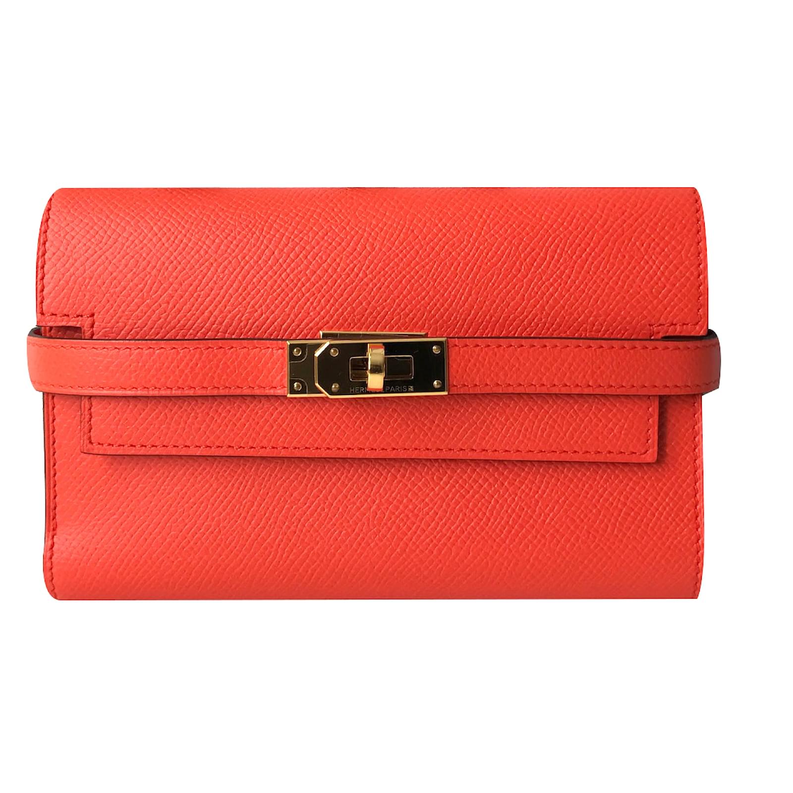 Hermès Kelly compact wallet Orange Leather ref.27771 Joli Closet