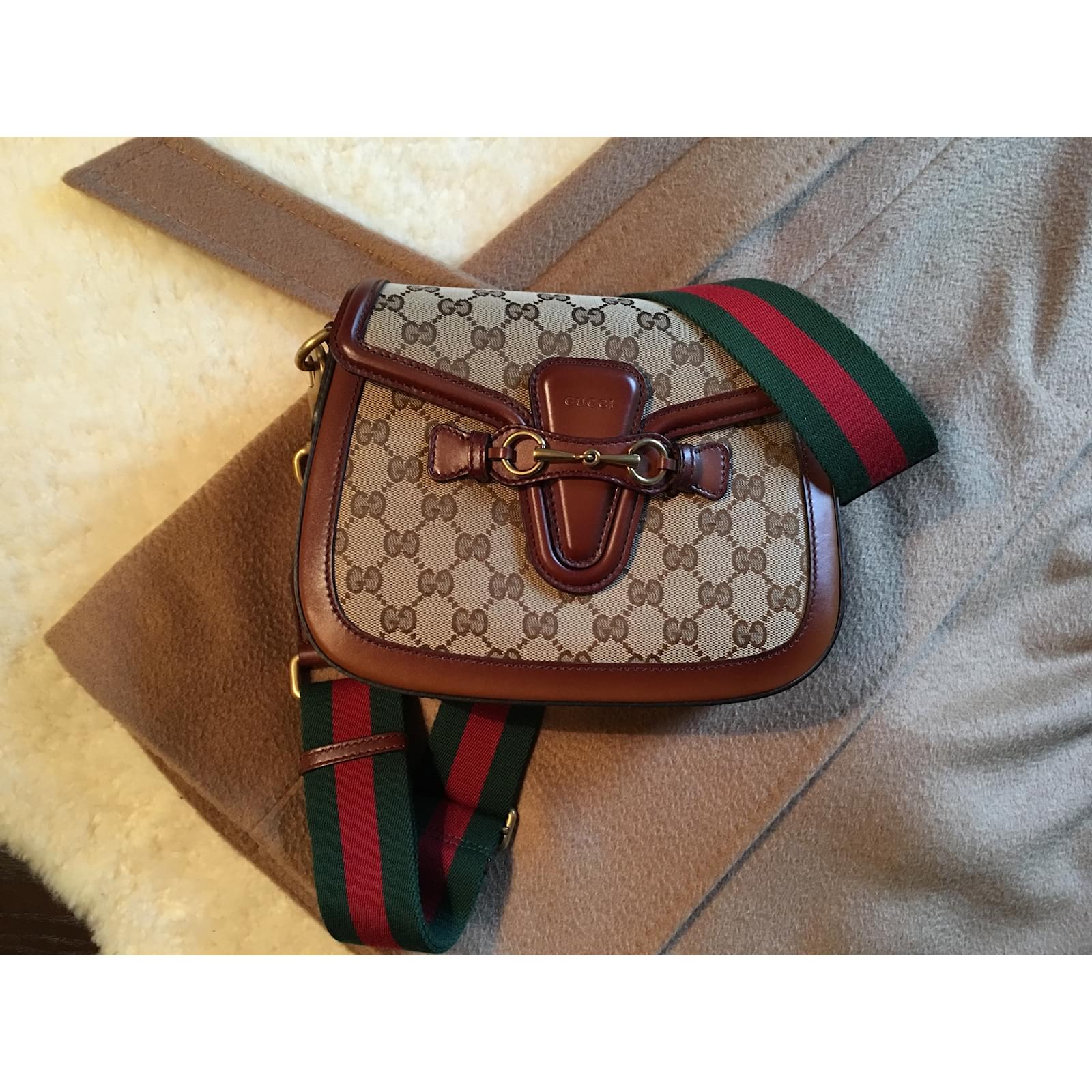 Linen handbag Gucci Brown in Linen - 31689102