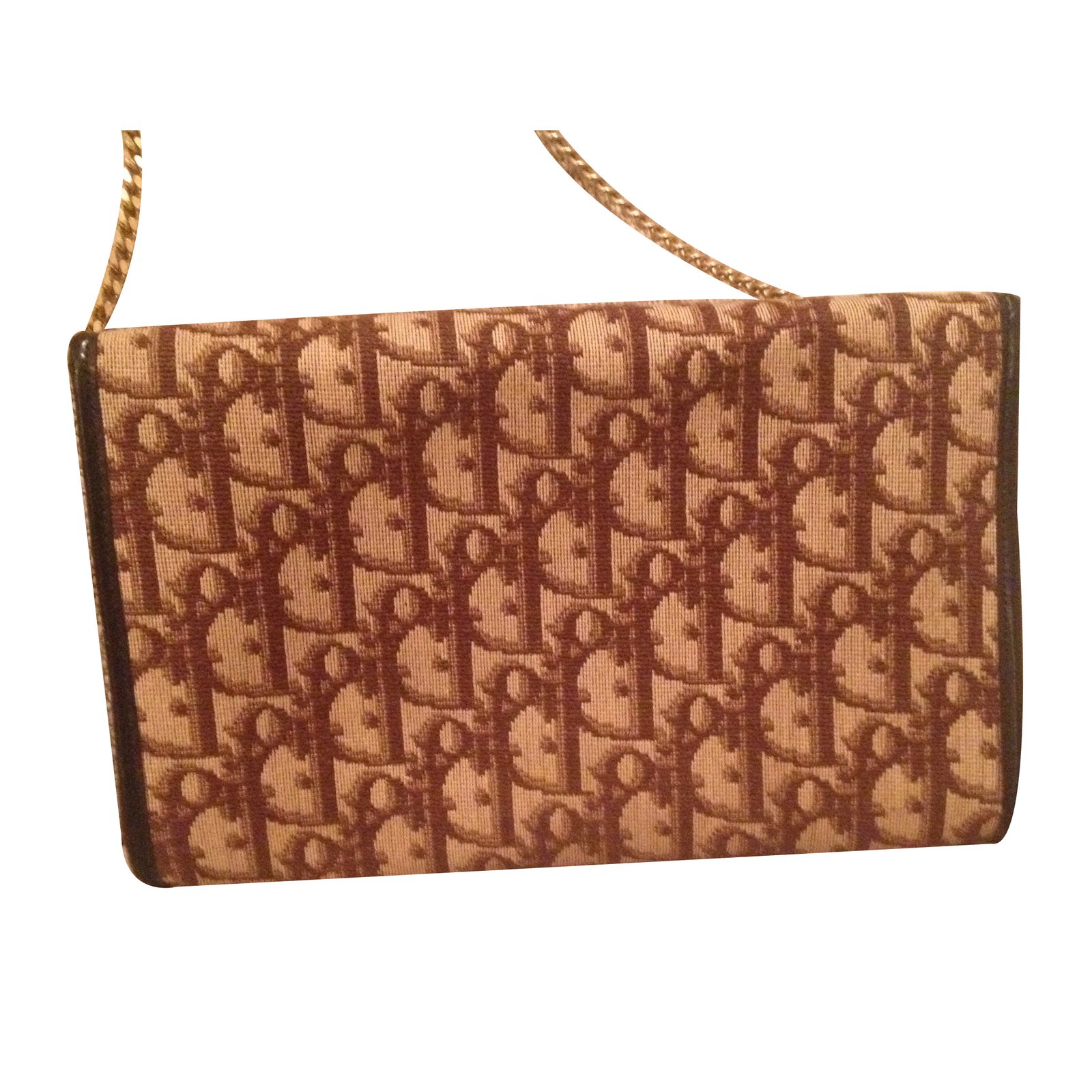 Dior Handbag Brown Beige Leather Cloth ref.28751 - Joli Closet